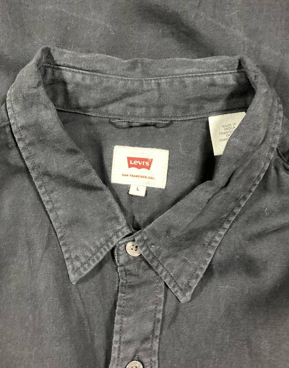  S-536 \500即決セール USA輸入本場アメリカンカジュアル古着 Levi's 黒 長袖シャツ L (US-FIT)の画像3