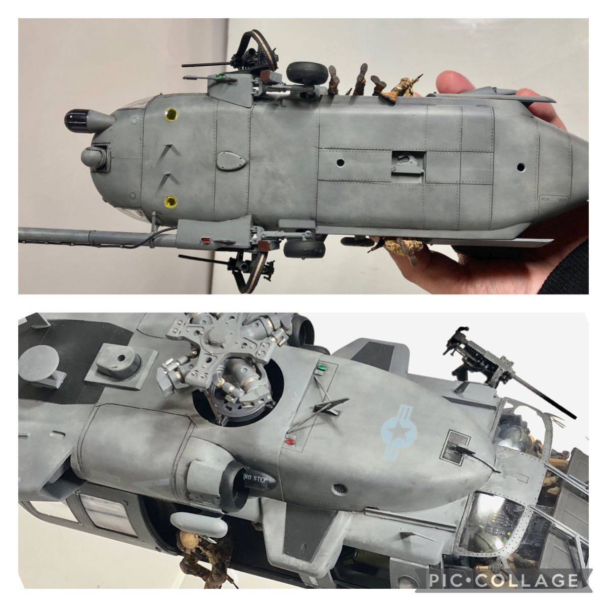 アカデミー　1/35 ペイブイホーク　完成品プラモデル　ブラックホーク　MH-60 軍用ヘリ　アメリカ海軍_下面の穴は台座取り付けの穴です