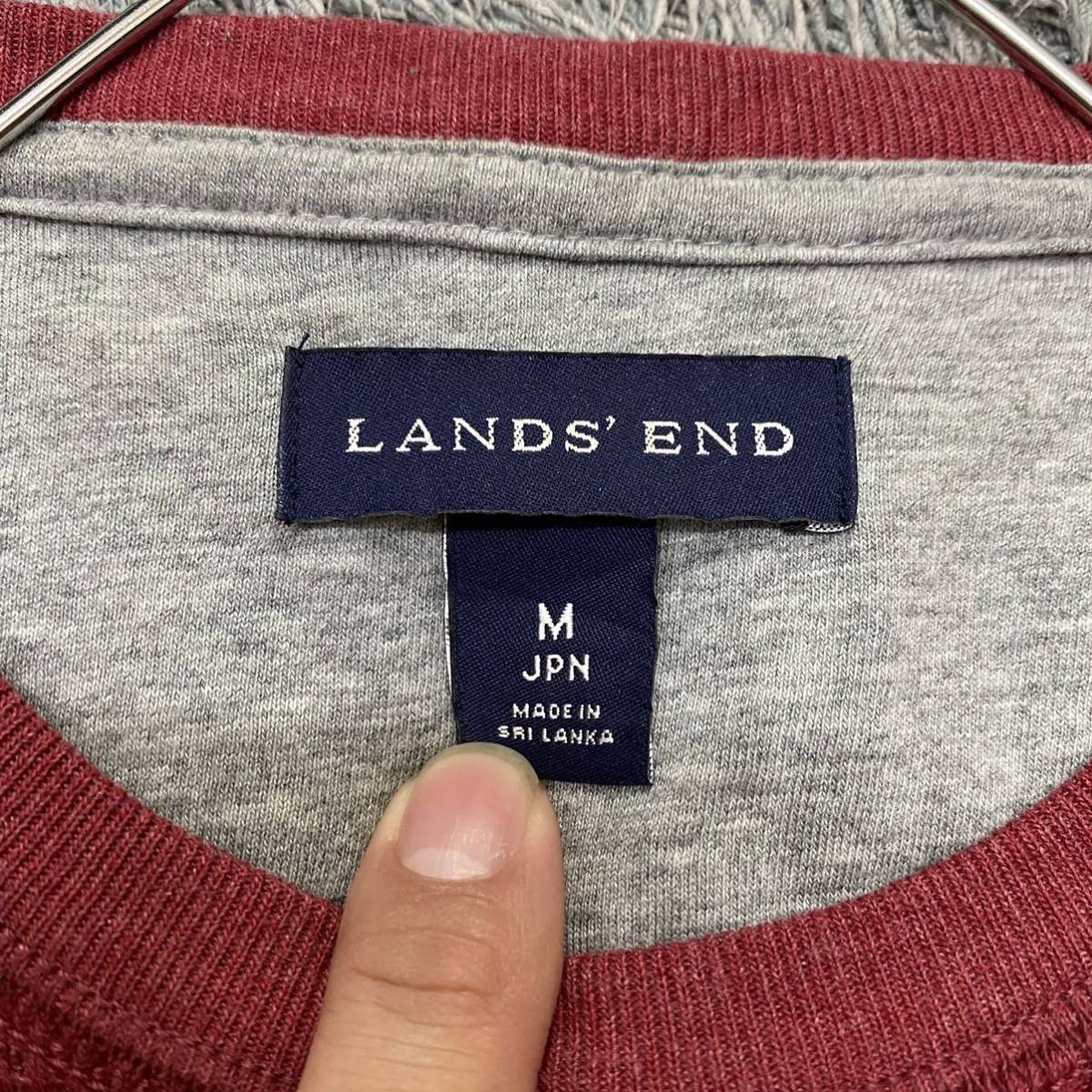 LANDS'END ランズエンド 長袖Tシャツ 長袖カットソー ロンT サーマル ワッフル サイズM レッド 赤 メンズ トップス 最落なし （W9）_画像6