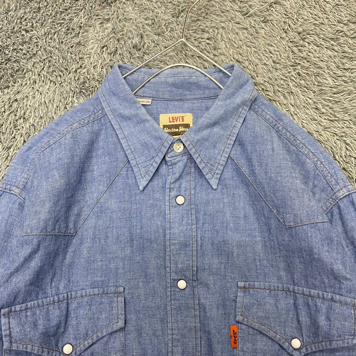 Levi's リーバイス 長袖シャツ デニムシャツ ウエスタンシャツ サイズM インディゴ ブルー 青 メンズ トップス 最落なし （W9）_画像3