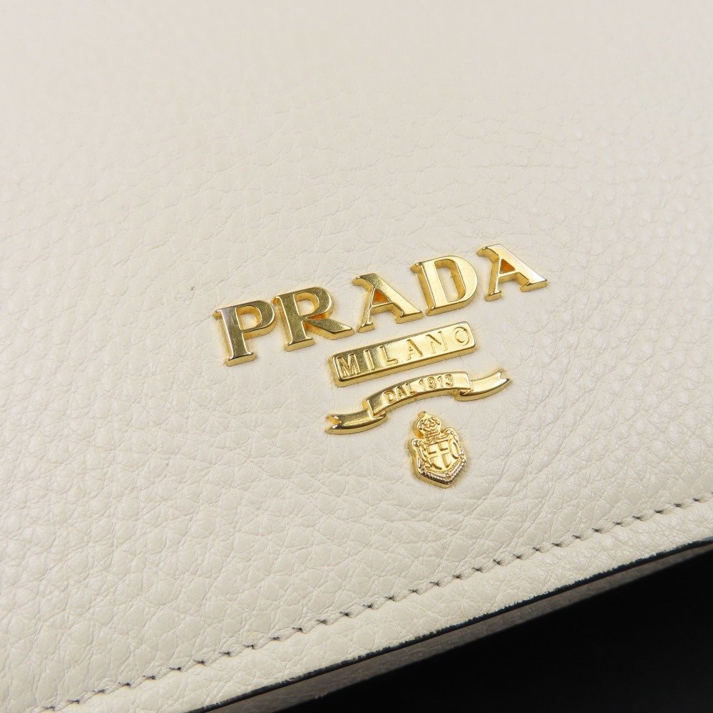 67521★1円スタート★PRADA プラダ 中極美品 フェニックス ロゴ 斜め掛けOK オールレザー ショルダーバッグ レザー ホワイト_画像6