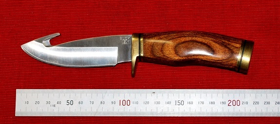 No.191 BUCK-USA ZIPPER・ウオルナット柄・420HC Blade:10.5cm・全長：21.6cm。革ケース付