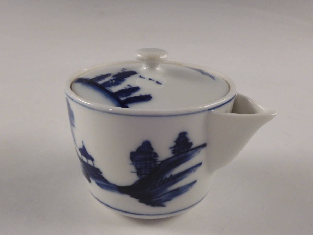 ○栄○平安 梅峰 造 染付 花草文 煎茶碗 5客 湯冷 急須 煎茶道具 60s169_画像6