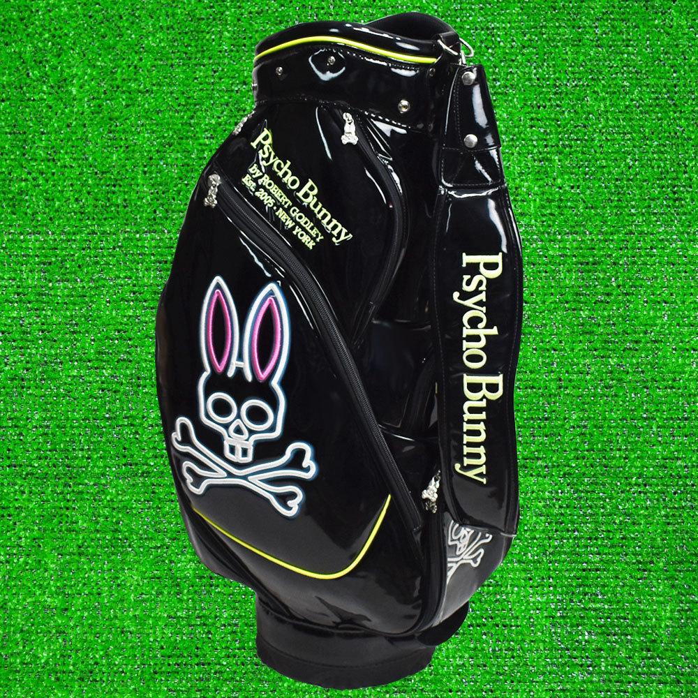 Psycho Bunny★サイコバニ―★9.5型★エナメル★美品★ Psycho Bunny サイコバニー ゴルフ キャディバッグ【エナメル