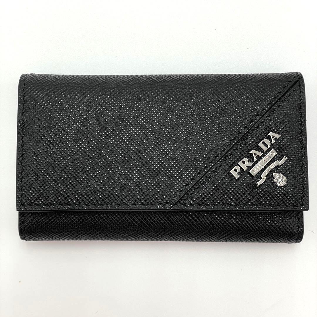 No.97 新品同様☆PRADA プラダ サフィアーノメタル キーケース 2PG222 レザー キーホルダー 小物 メンズ レディース ユニセックス