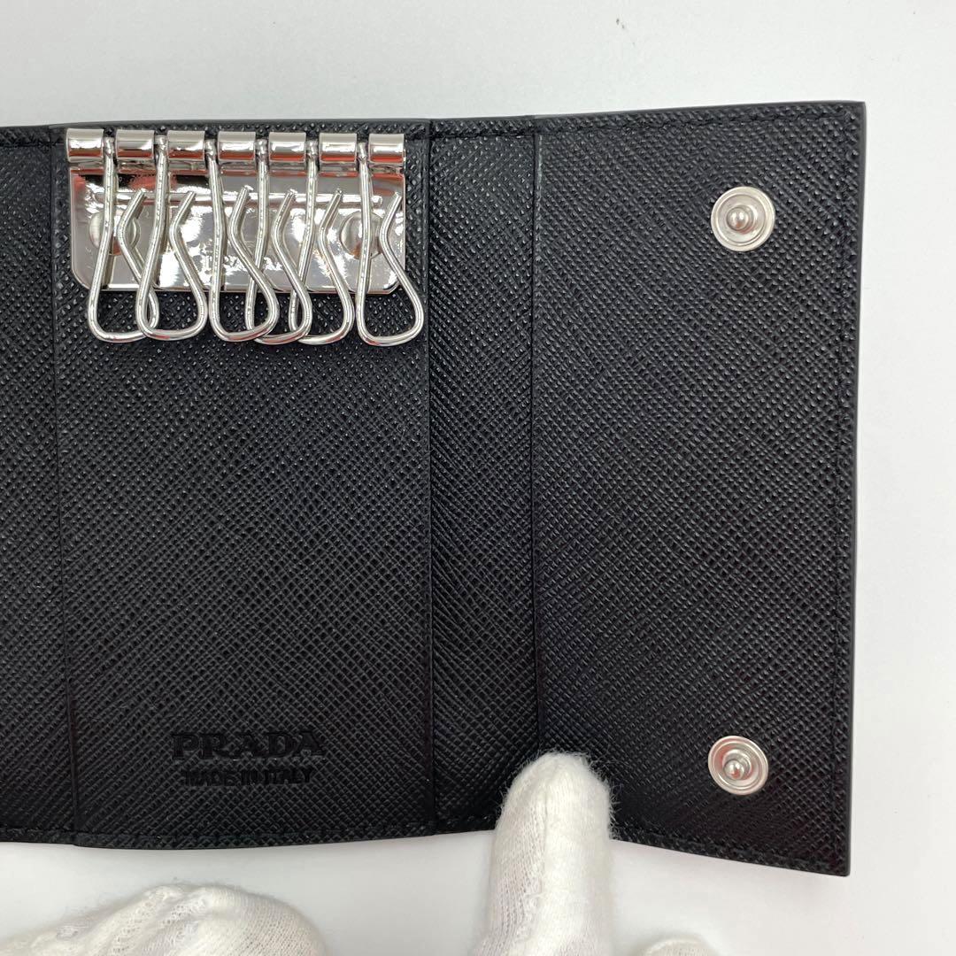 No.97 新品同様☆PRADA プラダ サフィアーノメタル キーケース 2PG222 レザー キーホルダー 小物 メンズ レディース ユニセックス