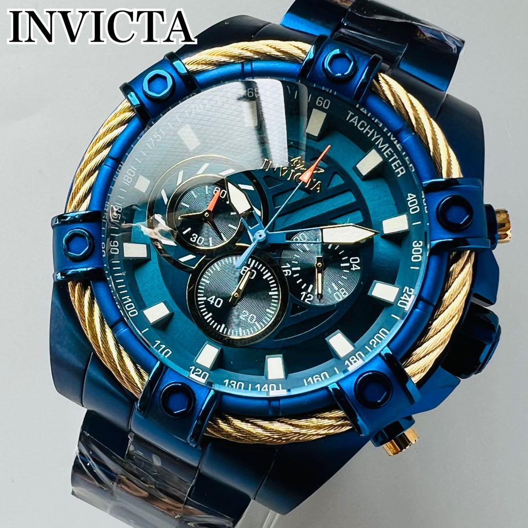 INVICTA インビクタ ボルト 腕時計 メンズ ブルー 新品 クォーツ 電池式 クロノグラフ 青 ブランド 専用ケース付属 重量感 海外品 52mm_画像1