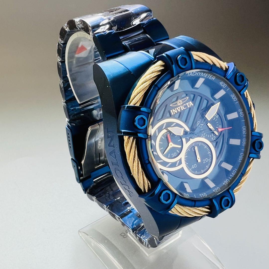 INVICTA インビクタ ボルト 腕時計 メンズ ブルー 新品 クォーツ 電池式 クロノグラフ 青 ブランド 専用ケース付属 重量感 海外品 52mm_画像5