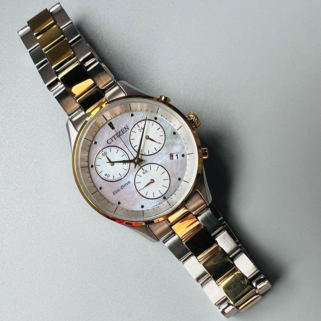 CITIZEN シチズン エコドライブ レディース腕時計 展示品シルバー クロノグラフ ローズゴールド アクセサリー プレゼント マザーオブパール