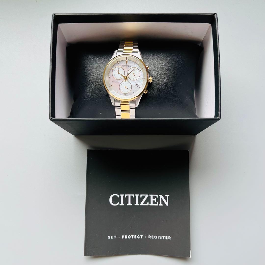 CITIZEN シチズン エコドライブ レディース腕時計 展示品シルバー クロノグラフ ローズゴールド アクセサリー プレゼント マザーオブパール_画像10