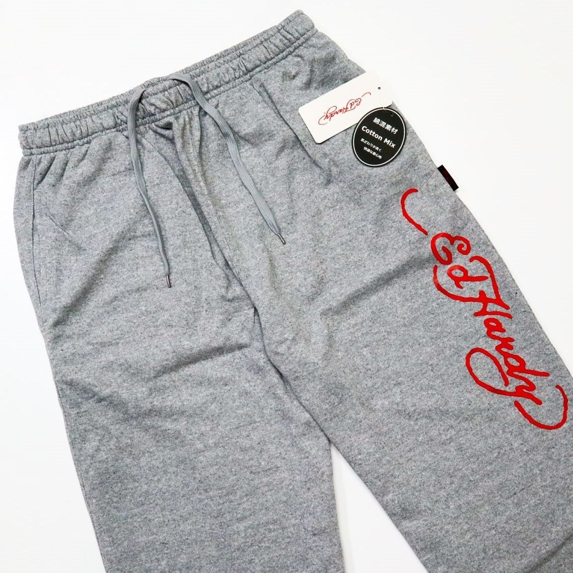 ★エドハーディー Edhardy 新品 メンズ 快適な着心地 ミ ニ裏毛 ロゴ入り スウェット ロングパンツ 灰 XL[ED2123BGRY1N-LL]一 四 参★QWER_画像1