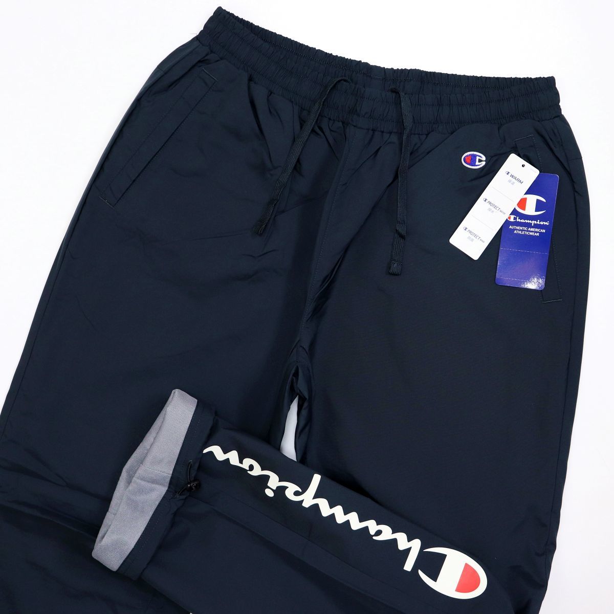 ★チャンピオン Champion 新品 定価15180円 ウインドブレーカー 裏起毛 撥水 保温 防風 上下セット 紺 [SETC3QSC25-370-XXL] 五 零★QWER_画像4