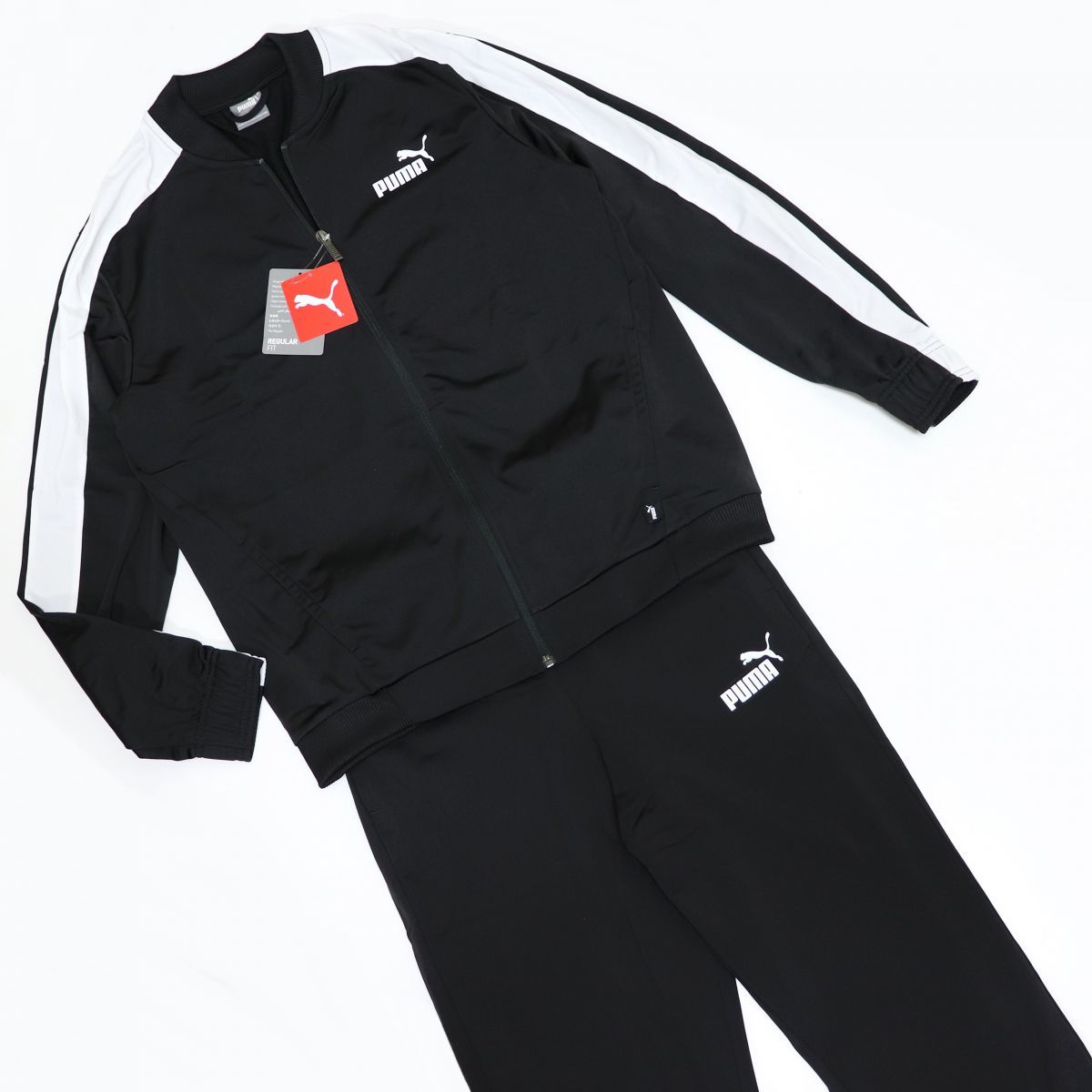 ★プーマ PUMA 新品 メンズ 暖かい トリコット ジャージ 上下セット セットアップ トラックスーツ 黒[SET588961011N-XL] 五 参★QWER_画像1