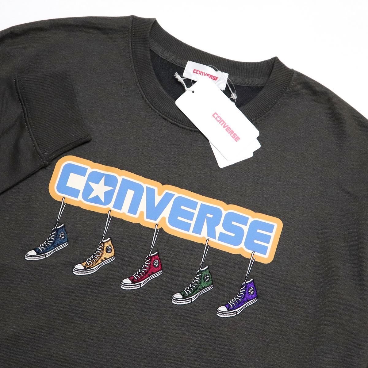 ★コンバース CONVERSE 新品 メンズ カジュアル ロゴ スニーカー 長袖 スウェット トレーナー Lサイズ [31735515-48-L]一 三 弐★QWER★_画像2