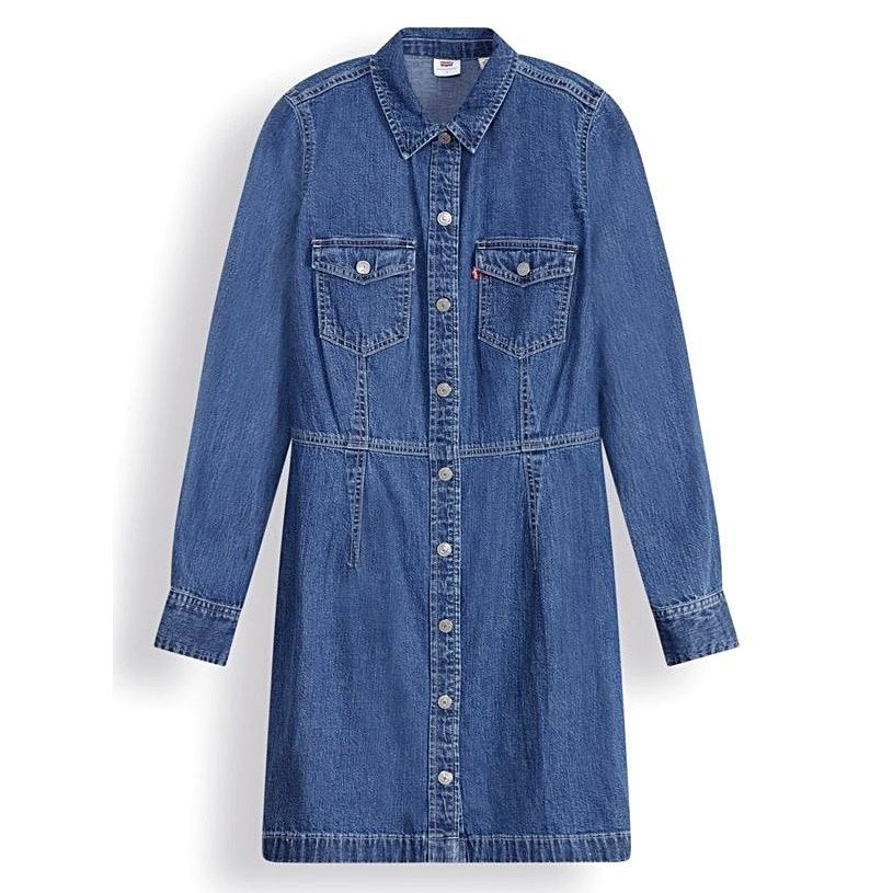 ★リーバイス Levis 新品 レディース カジュアル エリー デニム ドレス ワンピース スカート シャツ Lサイズ[38950-0004-JL] 五 弐★QWER_画像1