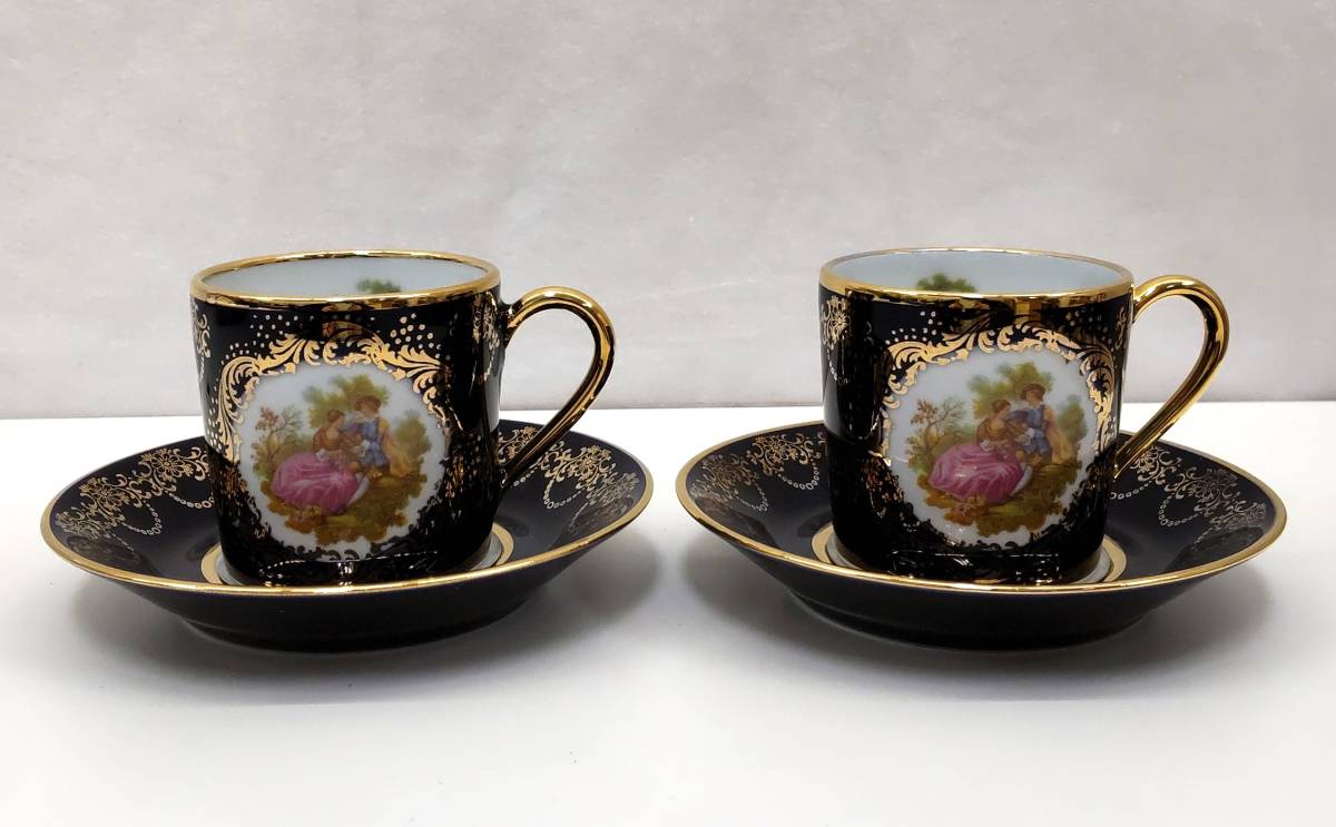 #16345【レア】★☆LIMOGES　CASTEL　カップ＆ソーサー　ペアカップ　リモージュ　FRANCE　22K　GOLD　洋食器☆★_画像1