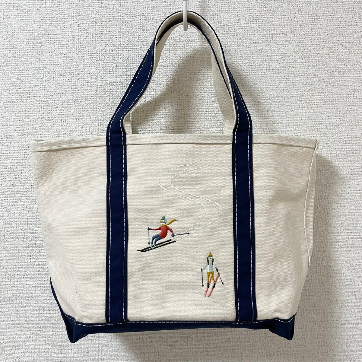 誠実 TOTE AND BOAT L.L.Bean ネイビー 刺繍 スキーヤー バッグ トート