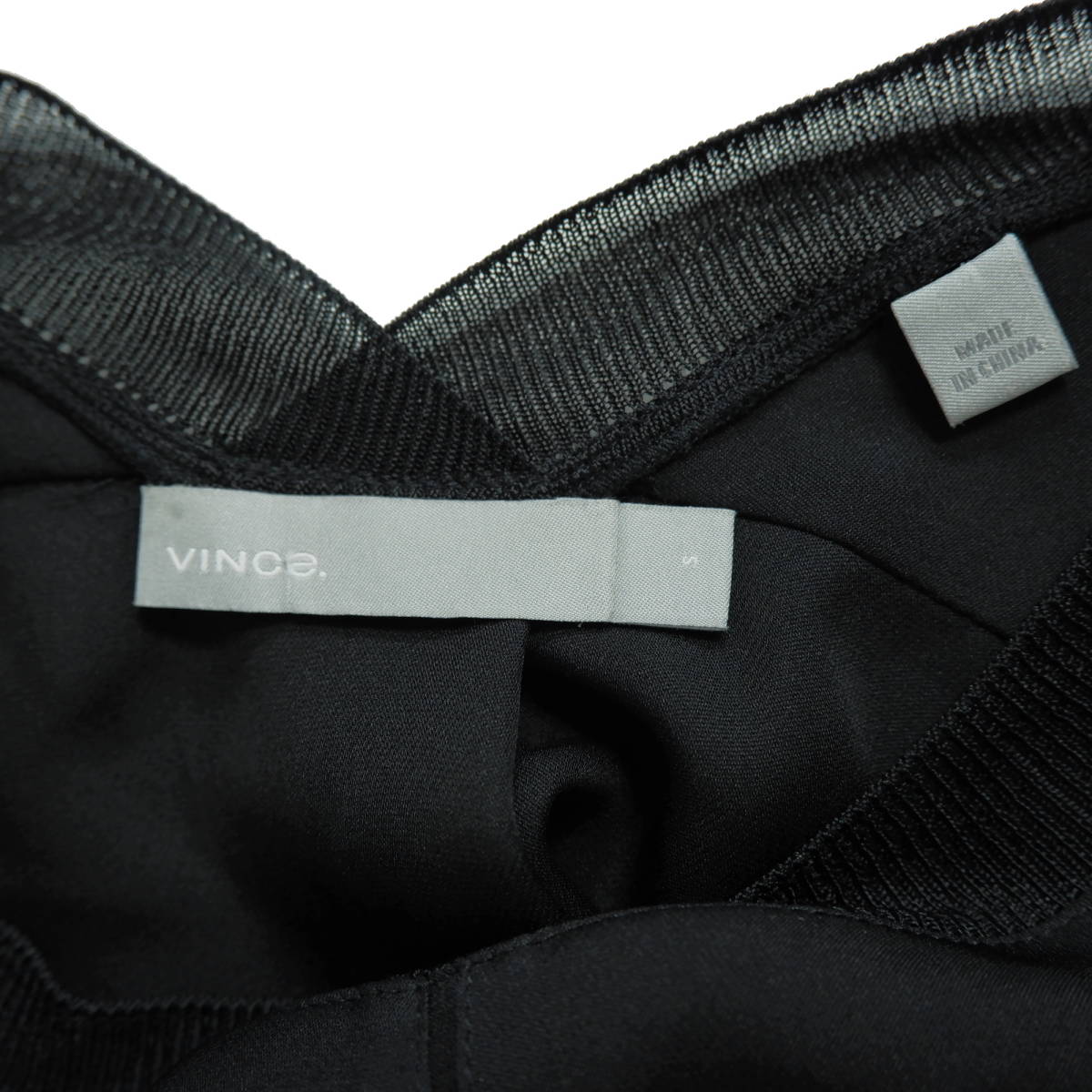 ◆良品 送料無料◆ vince. ヴィンス ビンス シルク 絹 100% プルオーバー ノースリーブ ブラウス トップス 黒 レディース S 3643k1_画像5