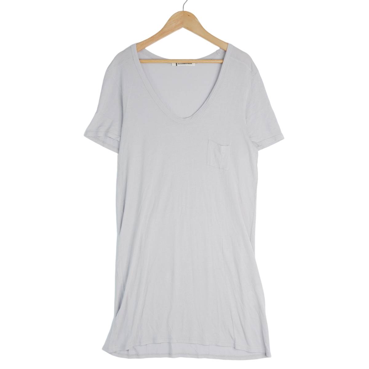 ◆良品◆ T by ALEXANDER WANG ティー バイ アレキサンダーワン 半袖 ロング カットソー Tシャツ チュニック グレー レディース S　3693k1_画像1