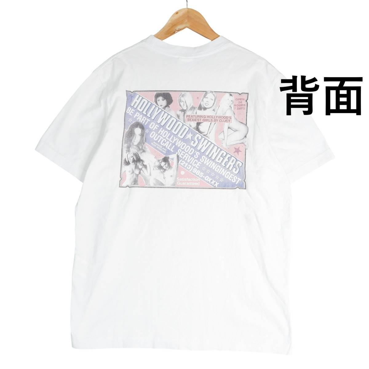 ◆良品 送料無料◆ CLUCT クラクト セクシー ガール プリント 半袖 丸首 Tシャツ カットソー 白 ホワイト メンズ M　3703k1_画像1