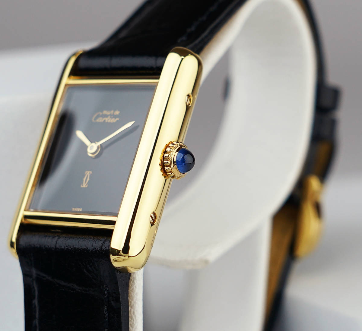 美品 カルティエ マスト タンク ブラック 手巻き SM Cartier 美品 カルティエ マスト タンク ブラック 手巻き SM Cartier