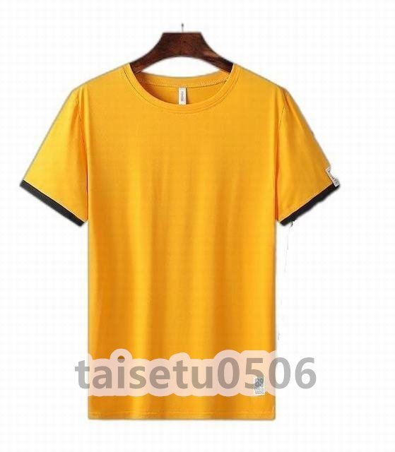 夏服 ルームウエア メンズ セットアップ 半袖 上下セット スポーツウェア 上下 半袖Tシャツ イエロー XL_画像2