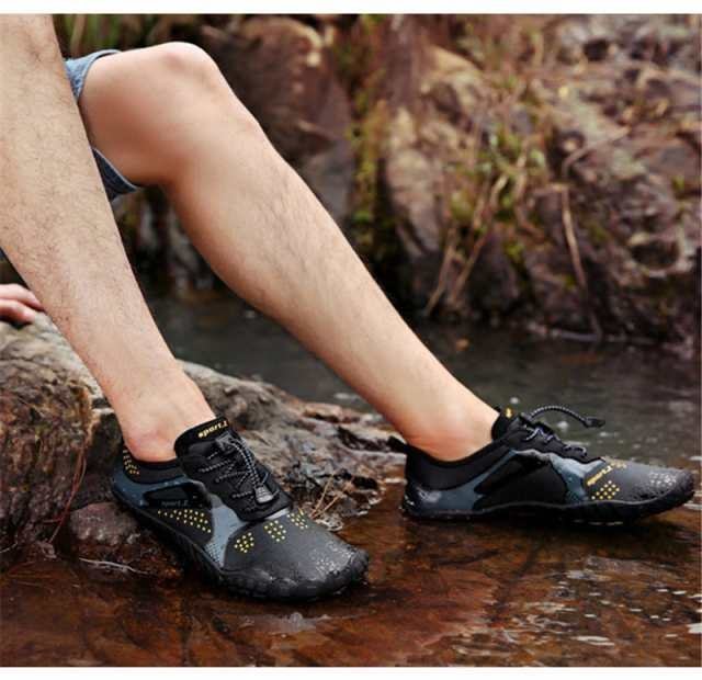 マリンシューズ 水陸両用 メンズ アクアシューズ フィットネスシューズ 靴 軽量 排水機能 プール 磯遊び 川遊 A01 25.5CM_画像3