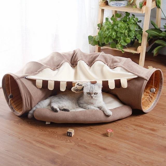 猫ハウス ねこ キャットトンネル 猫ベッド ペットハウス 折りたたみ おもちゃ　コーヒー_画像6
