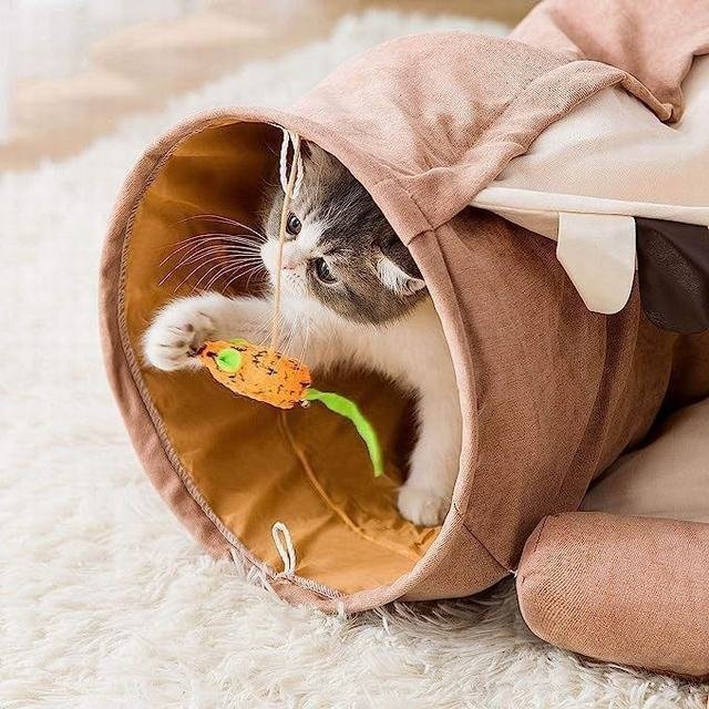 猫ハウス ねこ キャットトンネル 猫ベッド ペットハウス 折りたたみ おもちゃ　コーヒー_画像4