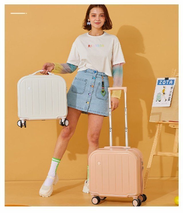 スーツケース 18inch キャリーバッグ 機内持ち込み かわいい おしゃれ レディース メンズ 子供用 キャリーケース ハード ホワイト_画像3