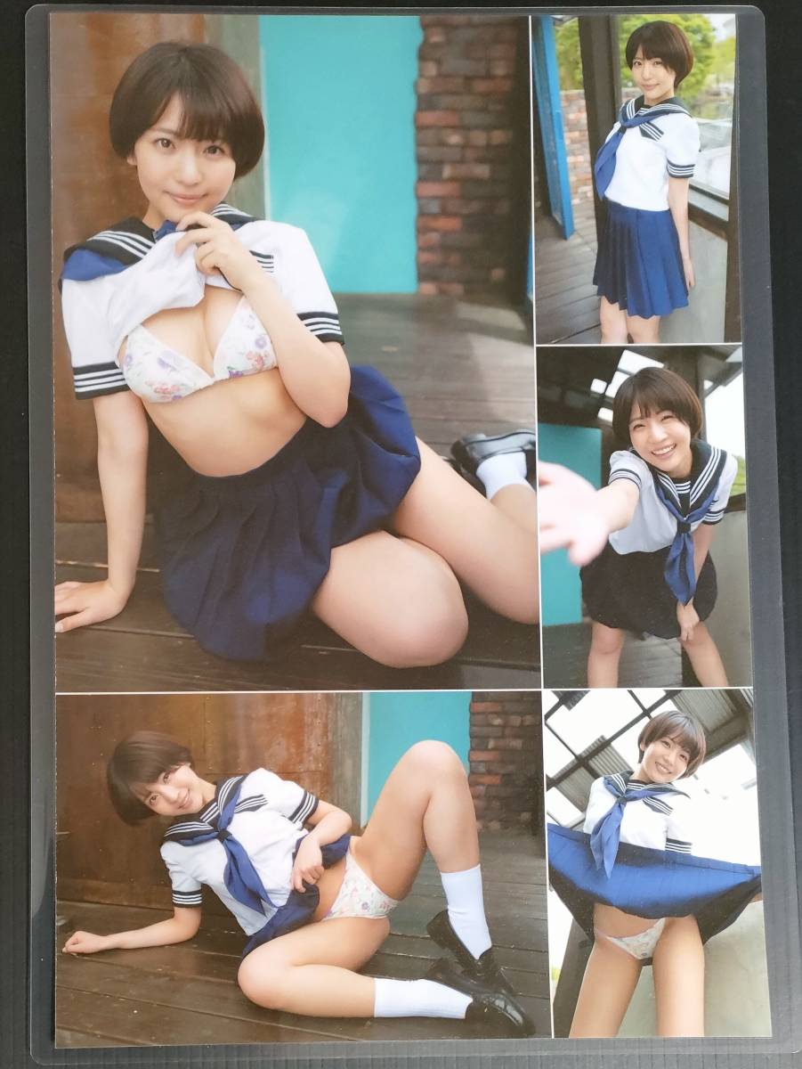 ラミネート 佐々木萌香　切り抜き 3枚 5P　水着グラビアアイドル セーラー服　プラスジャンク1枚_画像2