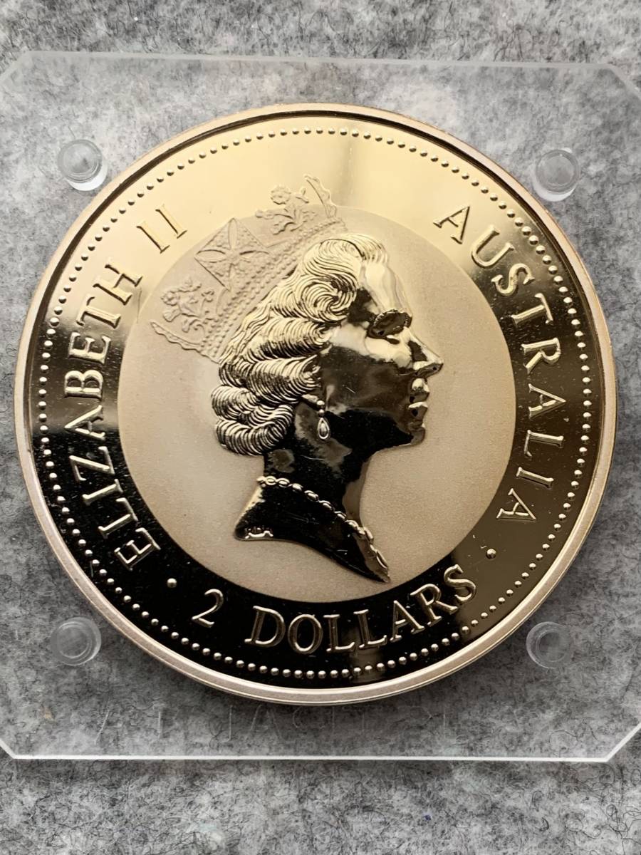 オーストラリア　1995年　カワセミ　2ドル（2オンス）大型銀貨（直径50mm）/ケース入り_画像6