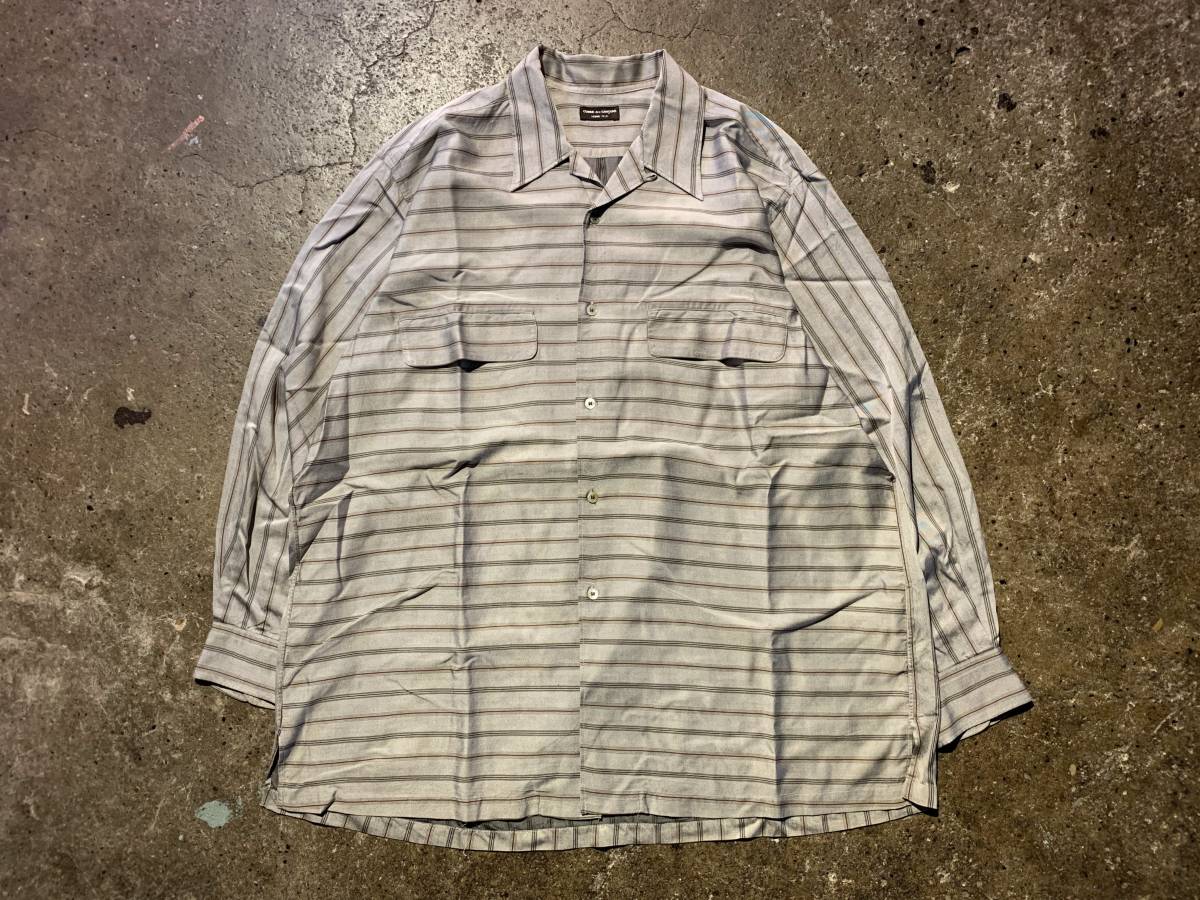 COMME des GARCONS HOMME PLUS 80s ボーダー柄 シルクシャツ ダブルポケット AD表記なし PB-050680 コムデギャルソンオムプリュス_画像1