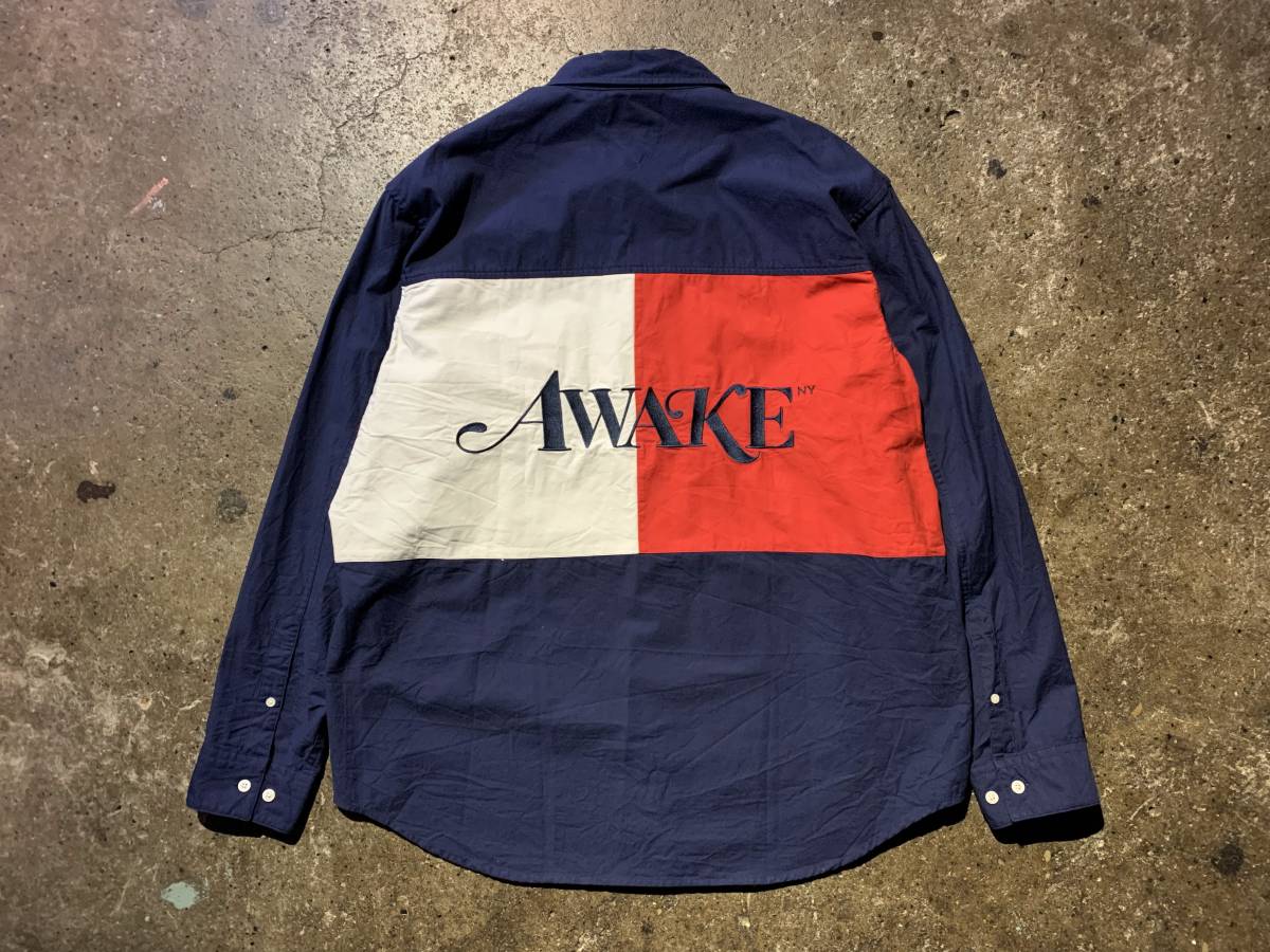  JEANS x AWAKE NY 23AW BUTTON DOWN SHIRTトミー アウェイク ニューヨーク BDシャツ ロゴ_画像1