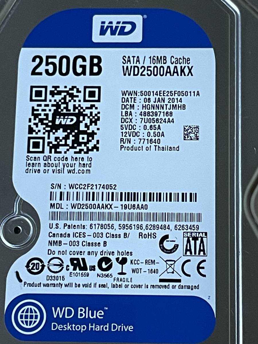 【正常判定】 3.5インチ 250GB Western Digital WD2500AAKX 中古品 (R)_画像2