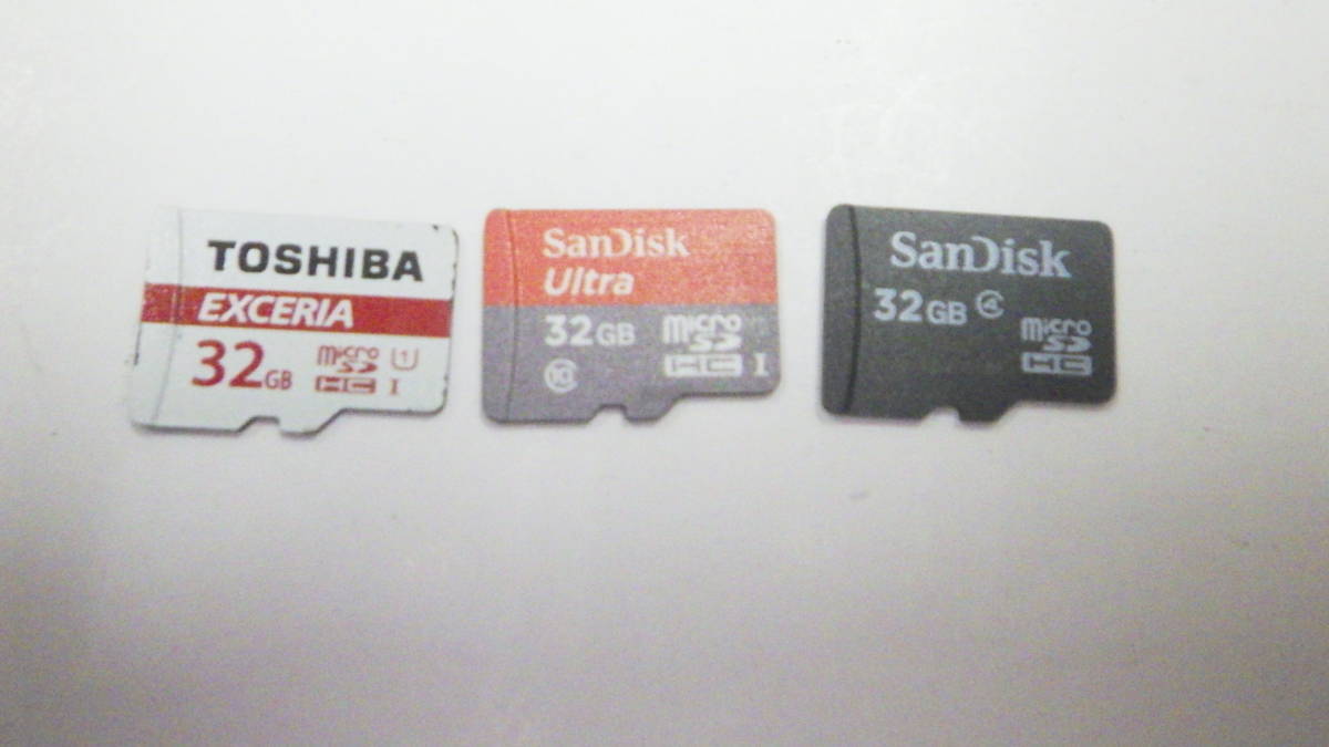 SanDisk TOSHIBA microSDHC card 32GB 3 pieces set Ultra EXCERIA used operation goods 