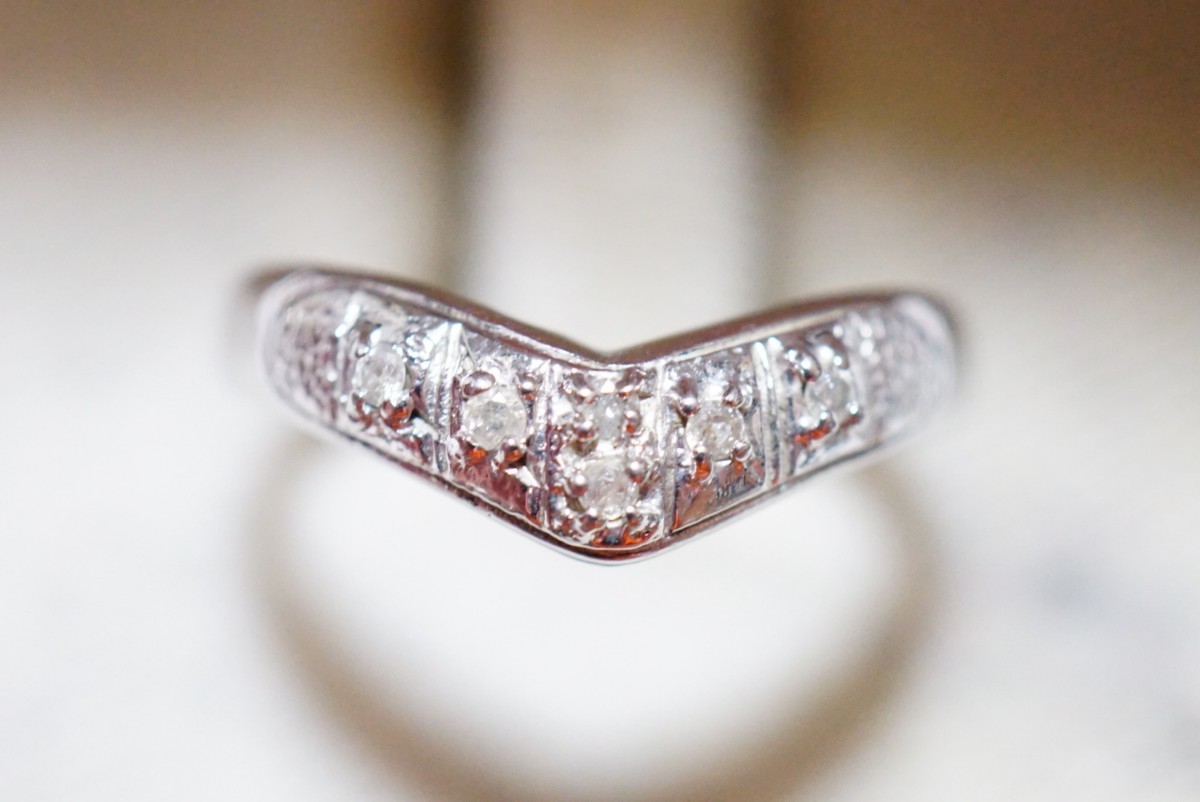 522 天然ダイヤモンド シルバー リング 指輪 約14号 ヴィンテージ アクセサリー SILVER刻印 ビンテージ アンティーク 宝石 ダイヤ 装飾品_画像1