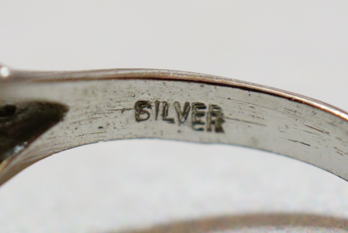 1048 マベパール 本真珠 パール リング 指輪 約15号 ヴィンテージ アクセサリー SILVER刻印 冠婚葬祭 マベ貝 半円真珠 パールリング 装飾品_画像6