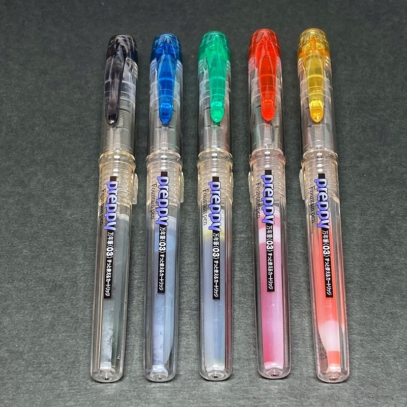 1000円~☆デッドストック☆廃盤・旧型 Pentel preppy カラー万年筆 0.3mm ５本セット/ぺんてる プレピー ステーショナリー★4Pen_画像1