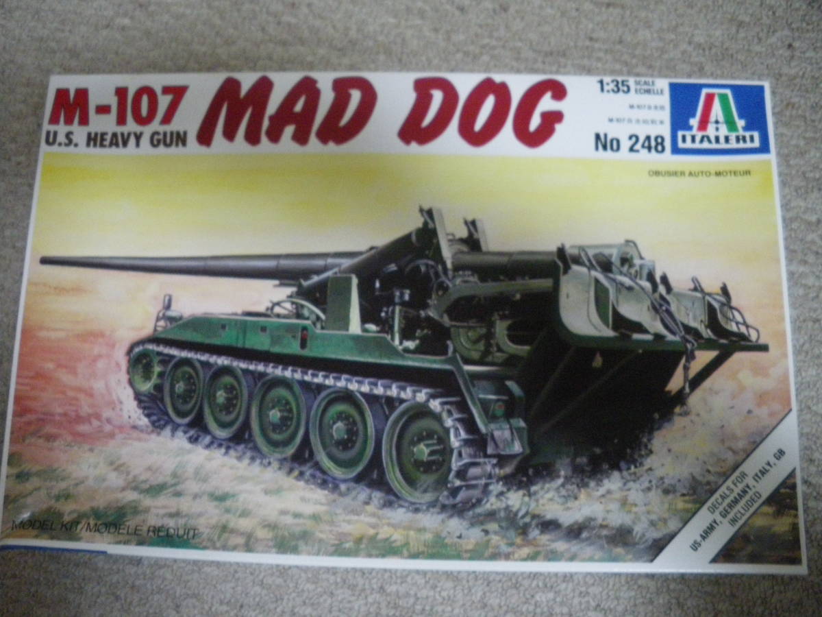 ITALERI　イタレリ　1/35　M-107 マッドドッグ 自走砲戦車　M-107 U.S. HEAVY GUN MAD DOG　155mm砲　未組立　海外メーカー　郵送、同梱可_箱には経年の汚れ、小傷等が有ります。