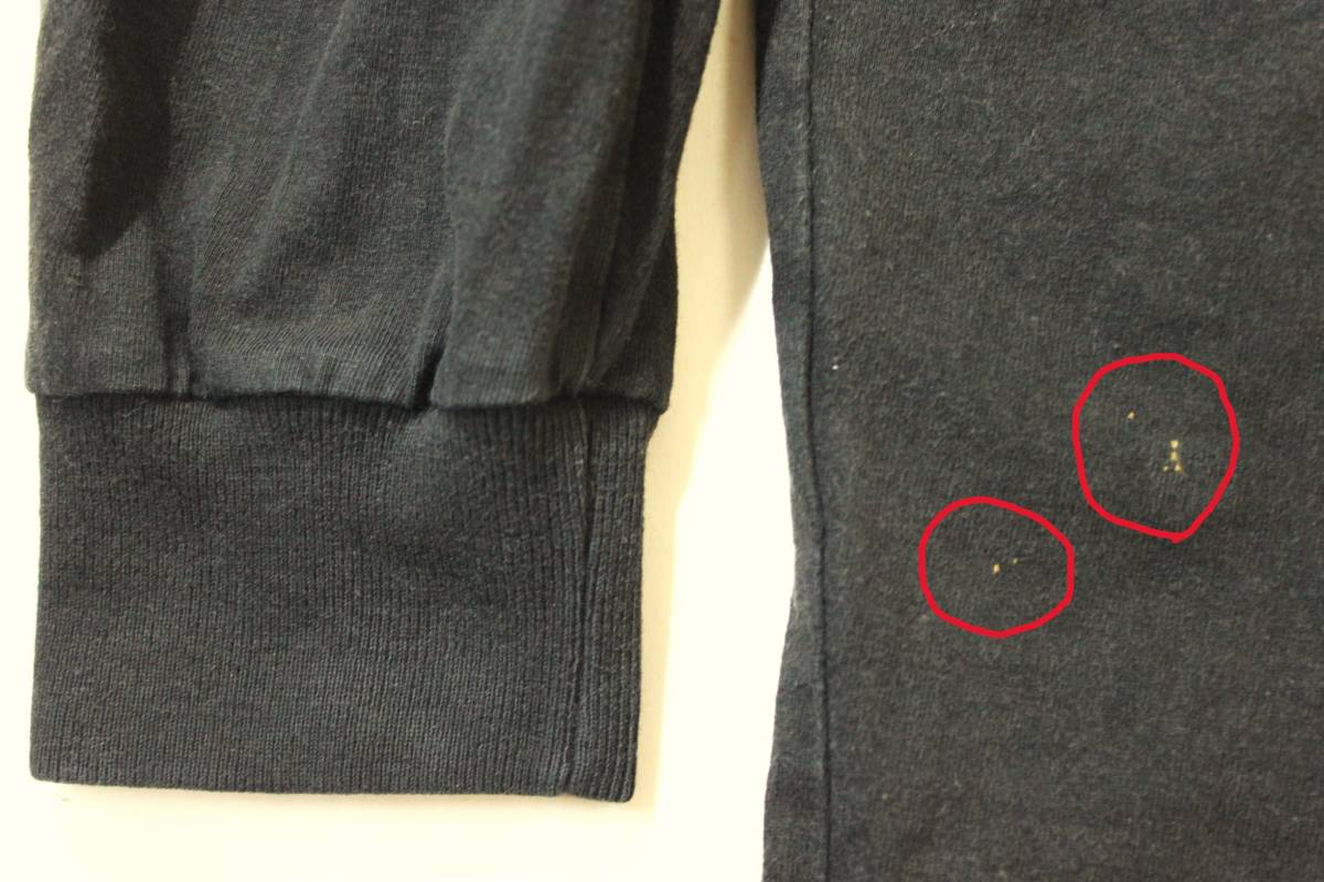 訳あり◆H.Ranch Market ハリウッドランチマーケット◆刺繍 長袖Ｔシャツ ロンＴ 黒:L_後ろ身の左裾付近に小さな漂白シミあり。