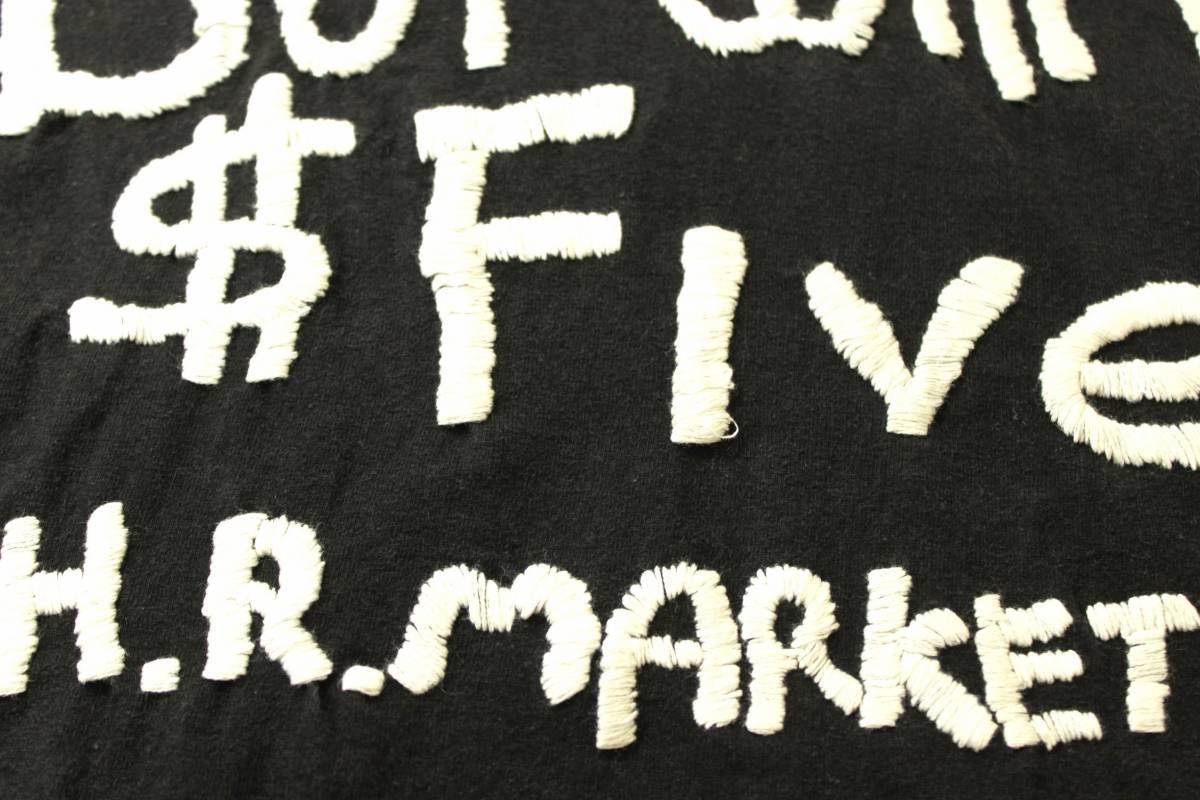 訳あり◆H.Ranch Market ハリウッドランチマーケット◆刺繍 長袖Ｔシャツ ロンＴ 黒:L_風合いのある手差し刺繍。