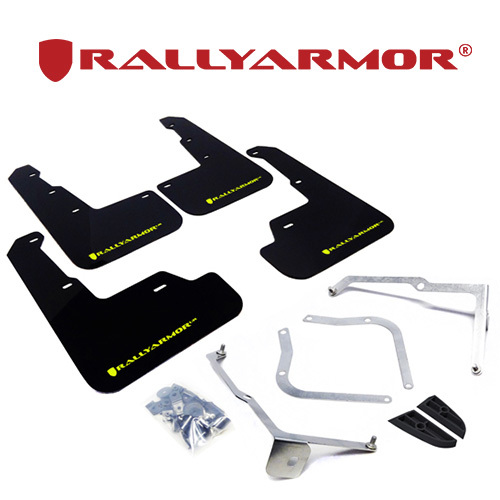 Rally Armor 2014-2021 スバル WRX STI S4 VAB VAG マッドフラップ ブラック/キャリパーグリーン 正規輸入品_画像1