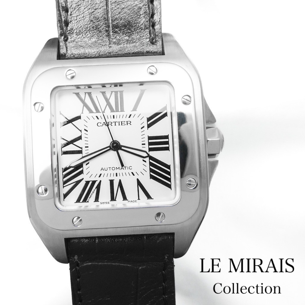 【OH済】カルティエ サントス100 LM SS メンズ 腕時計 CARTIER 時計