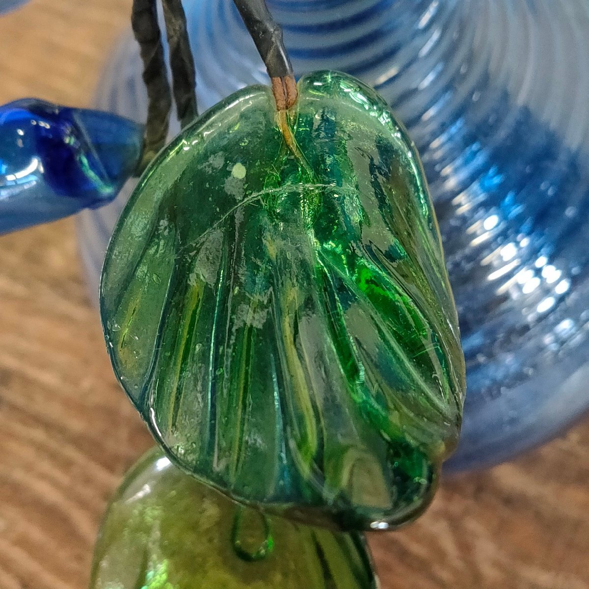 琉球ガラス 全長約70cm ガラス細工 アサガオ オブジェ 花束 花瓶 置物 110905/SR20Lの画像7