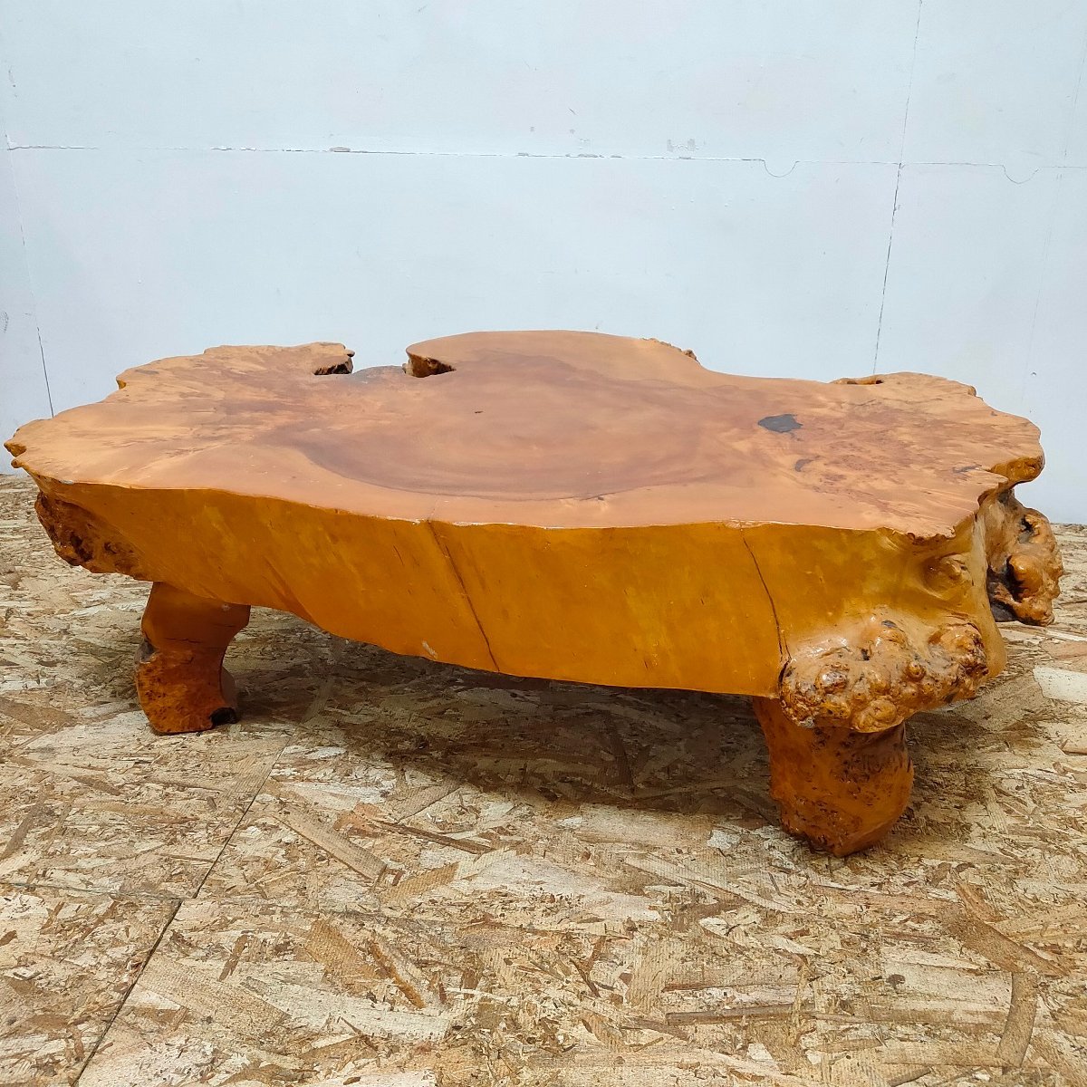 一枚板 天然木 瘤 こぶ テーブル 座卓 机 高さ30cm 幅93cm×76cm　111301/SL2/220_画像7