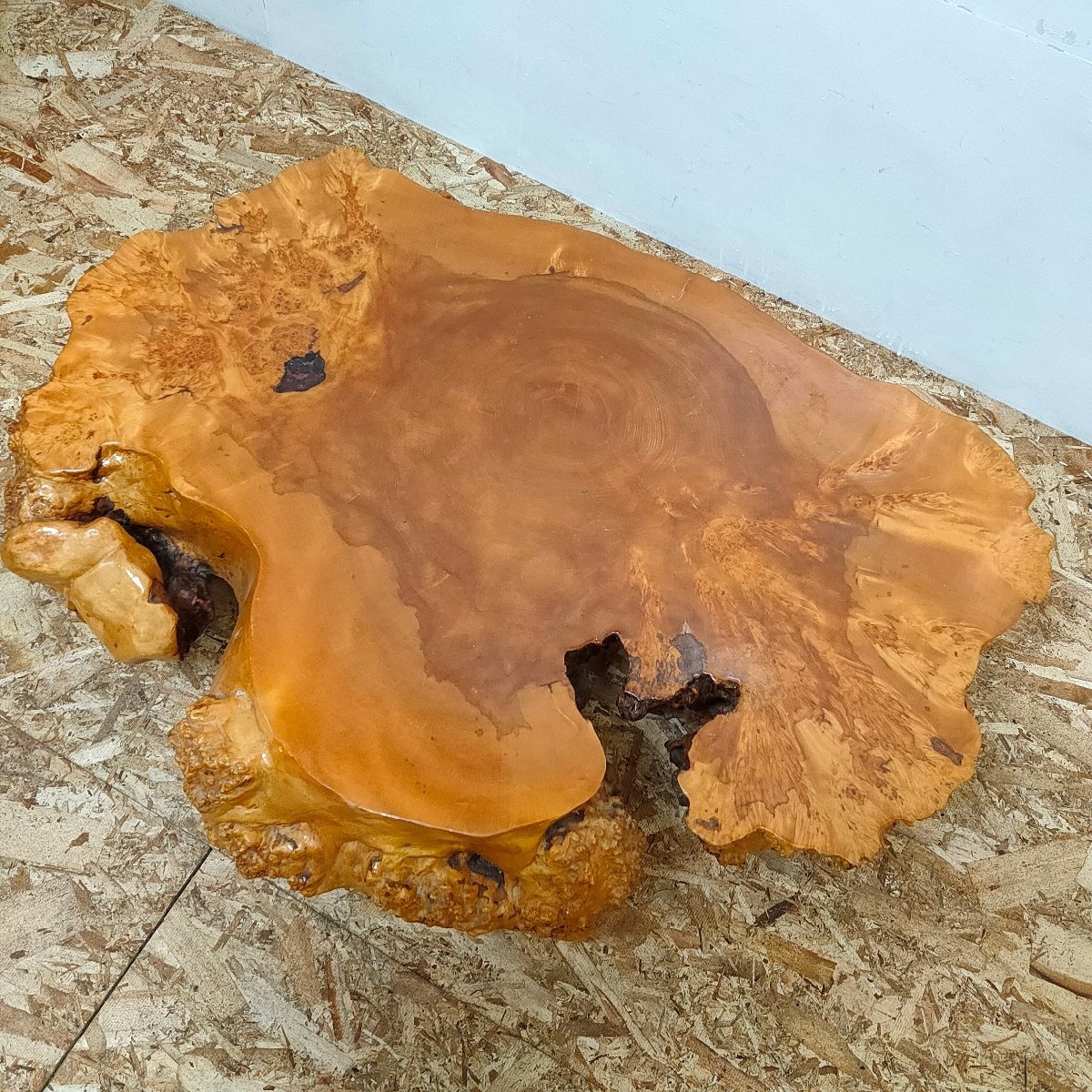 一枚板 天然木 瘤 こぶ テーブル 座卓 机 高さ30cm 幅93cm×76cm　111301/SL2/220_画像2