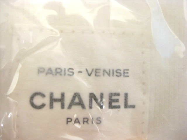 シャネル CHANEL ノベルティ 非売品 PARIS-VENISE 巾着ポーチ コットン ホワイト_画像3
