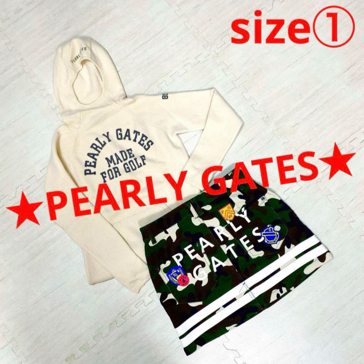PEARLY GATES パーリーゲイツ ニット パーカー カモフラ スカート 1 M
