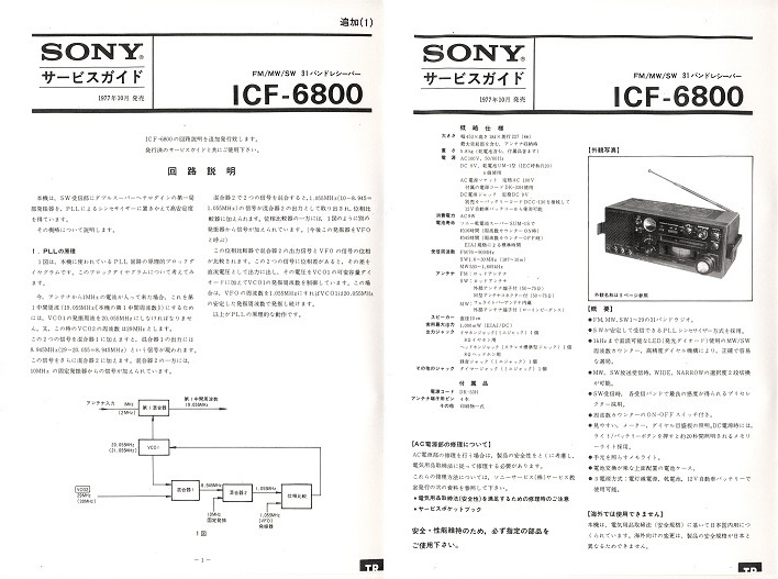 BCL★希少ベリカード★ラジオ・ジャパン★RADIO JAPAN＋おまけ★SONY★ソニー★ICF-6800カラーサービスガイド＋追加版1＋追加版2付_おまけ★ICF-6800カラーSG＋追加版1のPDF版